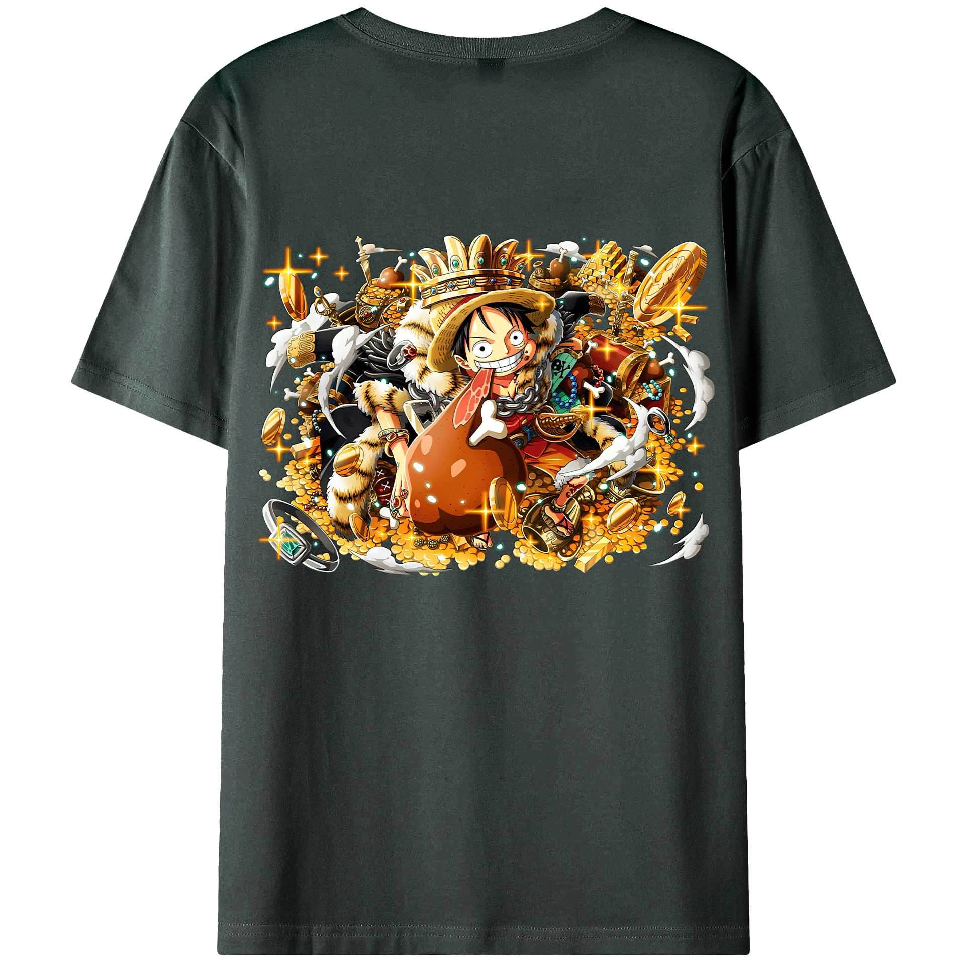 ワンピース モンキー・D・ルフィ ONE PIECE Monkey D. Luffy 綿100％ メンズ半袖Tシャツ（バックプリント） 通気性